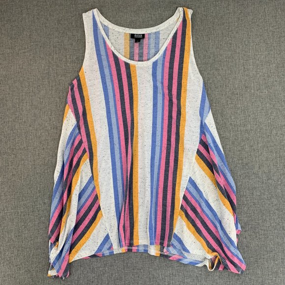 a.n.a. A Approach Striped Top Medium Shark Bite Scoop Neck Sleeveless Soft Flowy - Picture 1 of 13